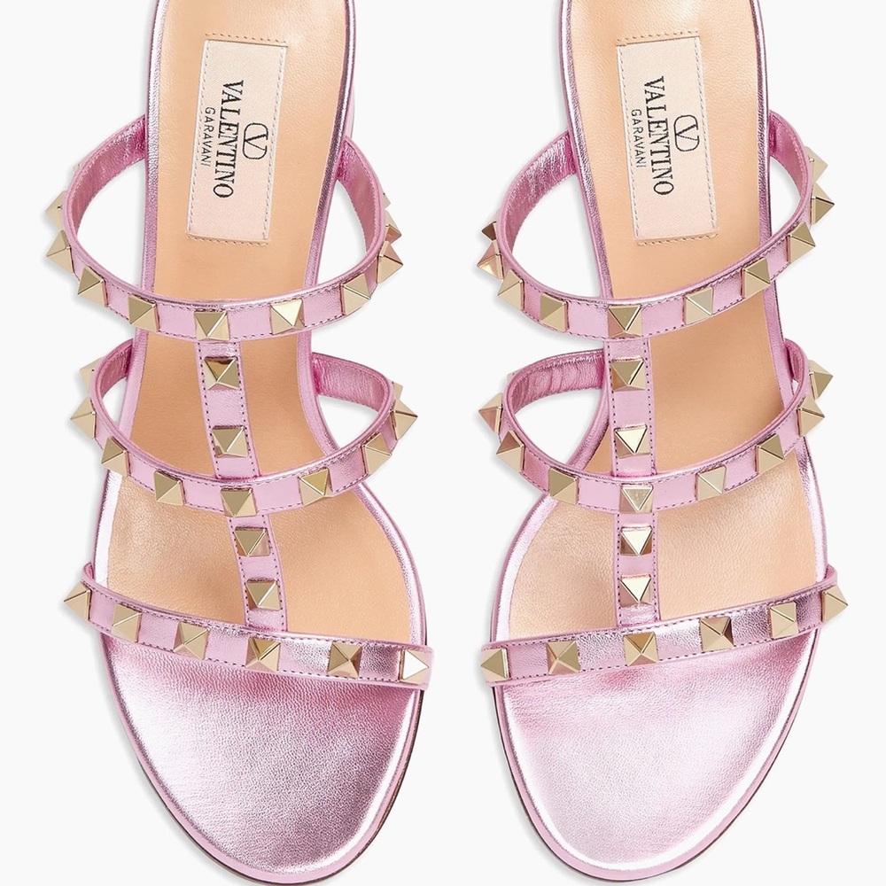 Valentino Pink Strappy Studded Sandals